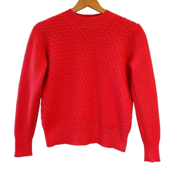 Ted Baker London Austenn Alpaca Wool Cable Knit Sweater Coral Red Top 1 XS-S - Picture 13 of 16